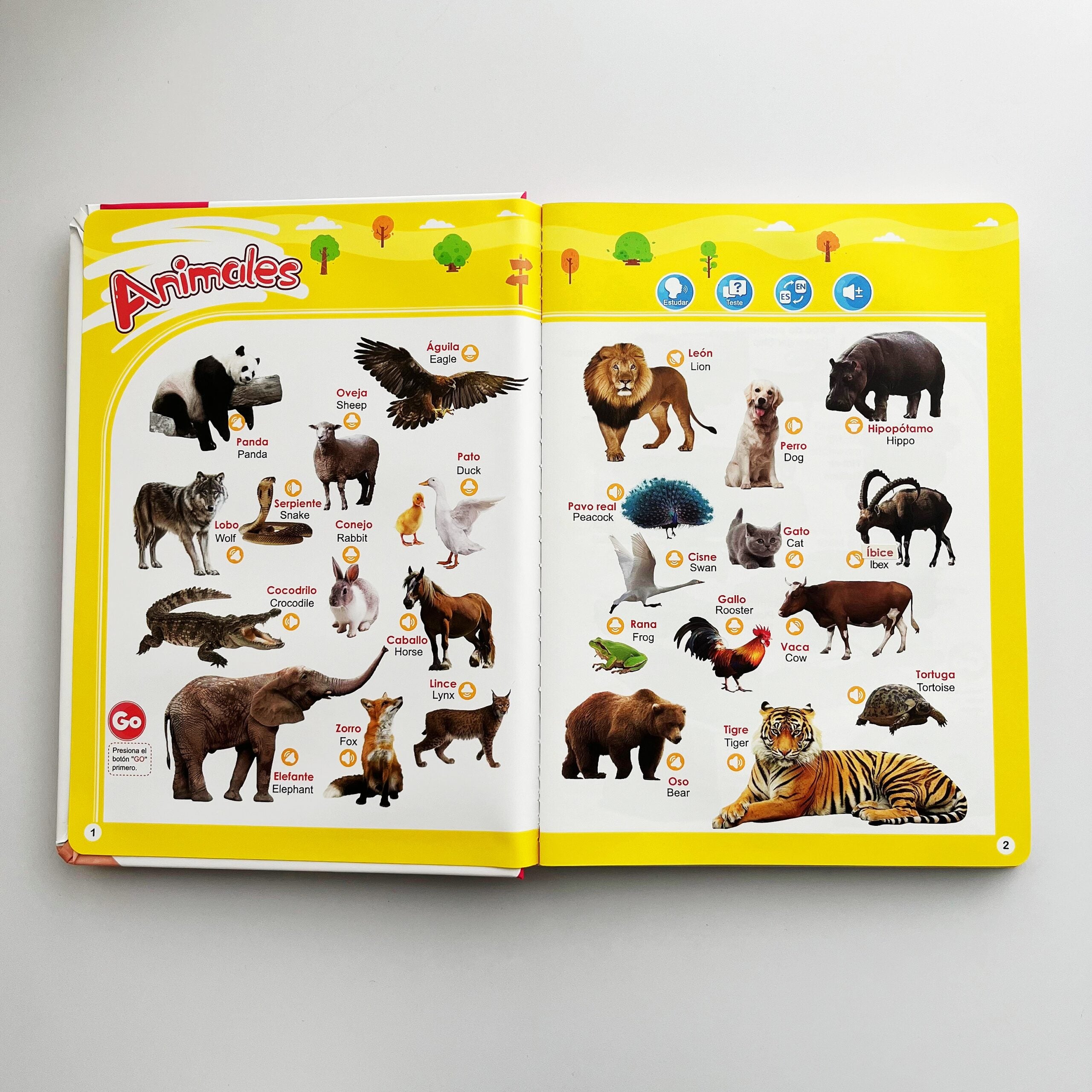 Libro Sonoro Bilingüe Español-Inglés para Niños 1-6 Años, 300+ Palabras y 13 Temas, Juguete Educativo con Canciones, Animales, Piano Infantil y Alfabeto edutoys