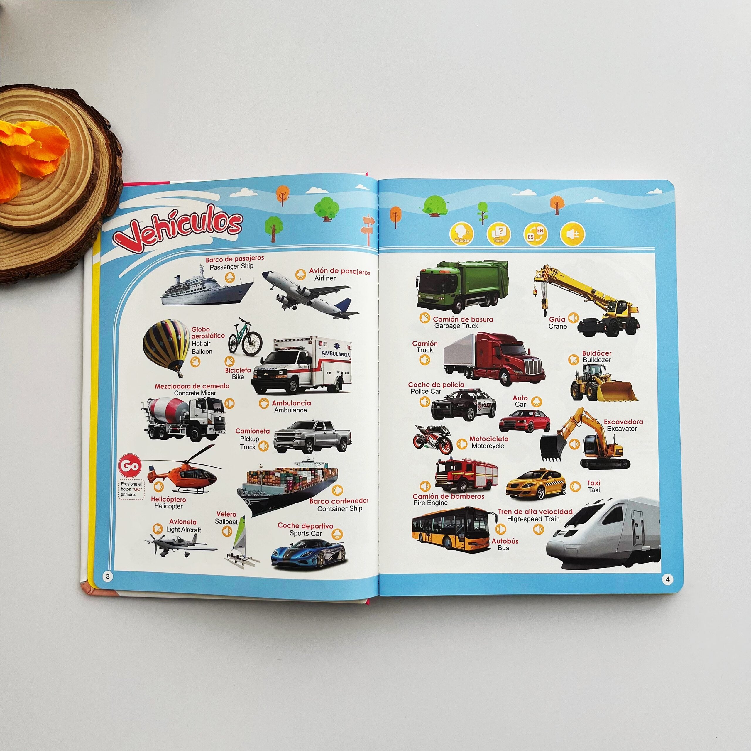 Libro Sonoro Bilingüe Español-Inglés para Niños 1-6 Años, 300+ Palabras y 13 Temas, Juguete Educativo con Canciones, Animales, Piano Infantil y Alfabeto edutoys