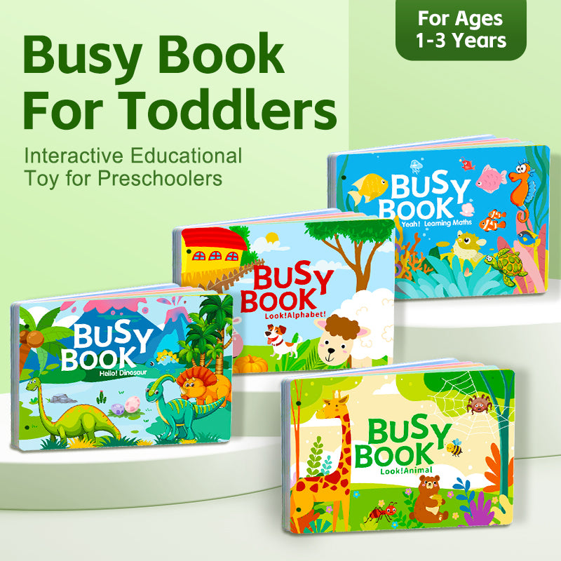 Busy Book Preschool Learning Activity for Toddlers 1-3 Years Old – Educational Toys – Travel-Friendly Toy – Montessori Dinosaur Alphabet Arts and Crafts – Kid Educational Material – Gift Set for Kids